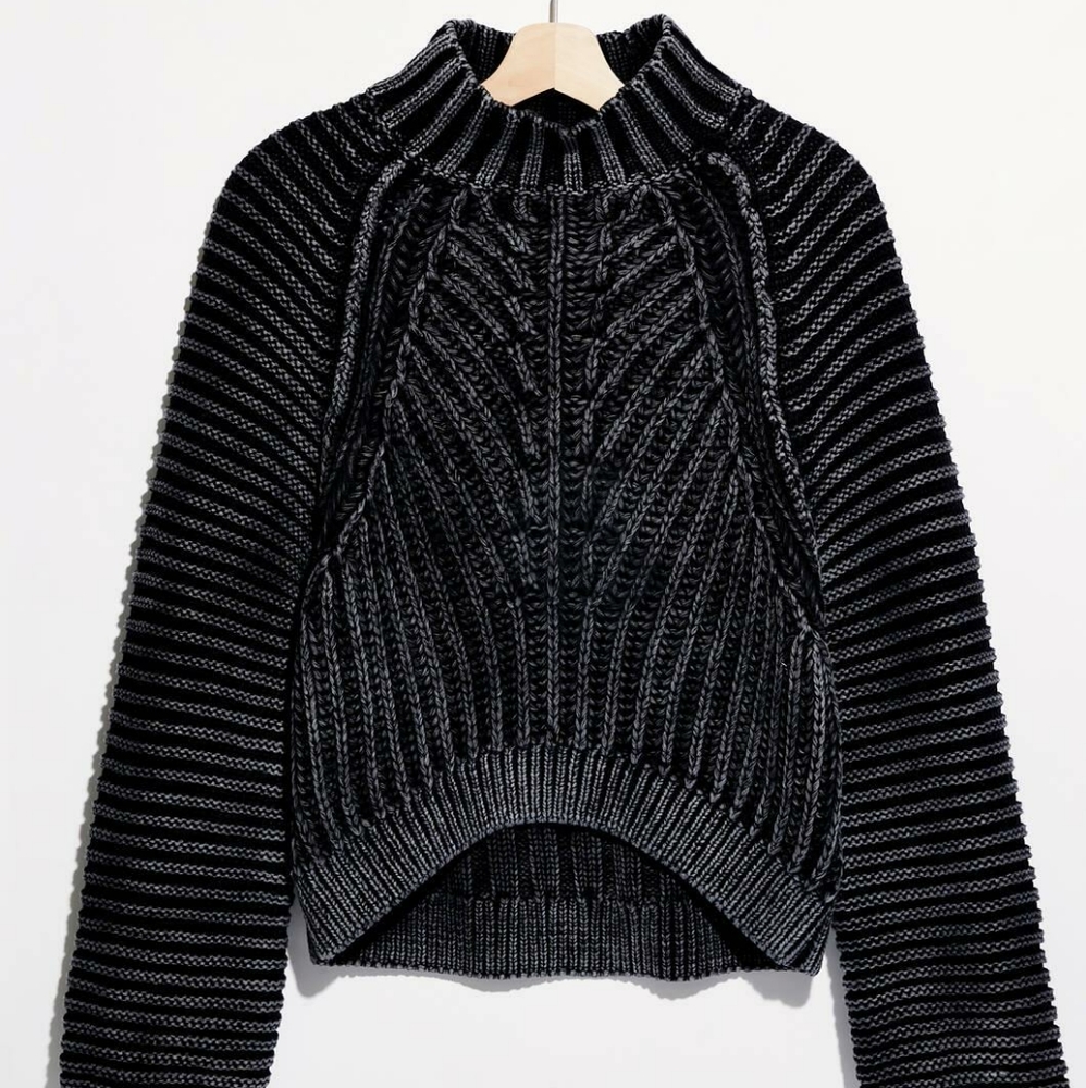 Free People Mock Sweetheart Sweater in Black
